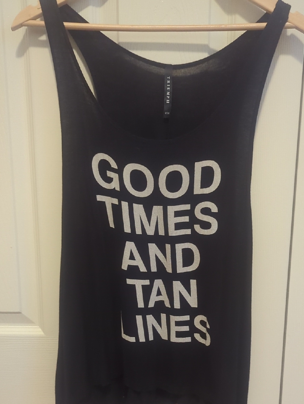 Triumph Black Tank with White Graphic Text